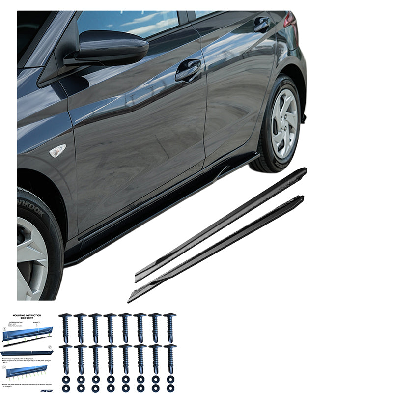 OneWay, Sideskørter, Blank sort, passer til Hyundai i20 III (BC3) Facelift (2023-)