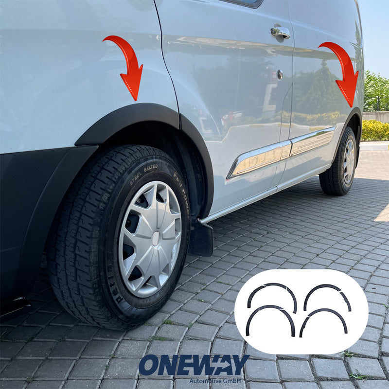 OneWay, Radlaufverbreiterungen, ABS-Kunststoff, Matt schwarz, Passt für Ford Transit Custom MK1 2012-2018, Set mit 10 Stück
