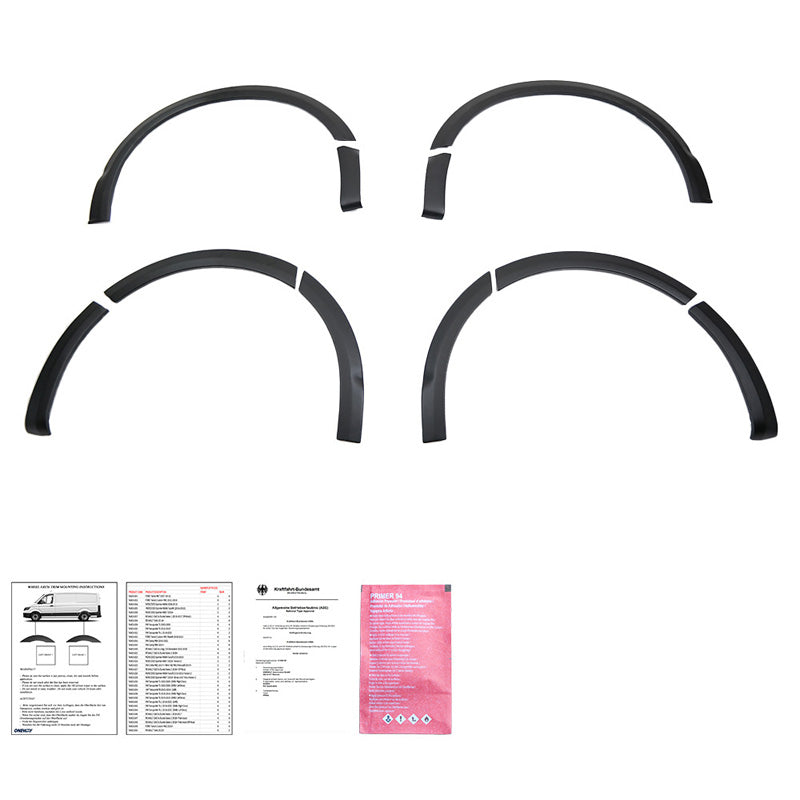 OneWay, Radlaufverbreiterungen, Mattschwarz, Passend für Volkswagen Transporter T5/T5.1 (2003-2015), 10-teiliges Set