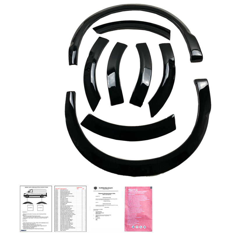 OneWay, Radlaufverbreiterungen, Glanzschwarz, Passend für Volkswagen Transporter T6.1 (2020-2022), 8 Stk.