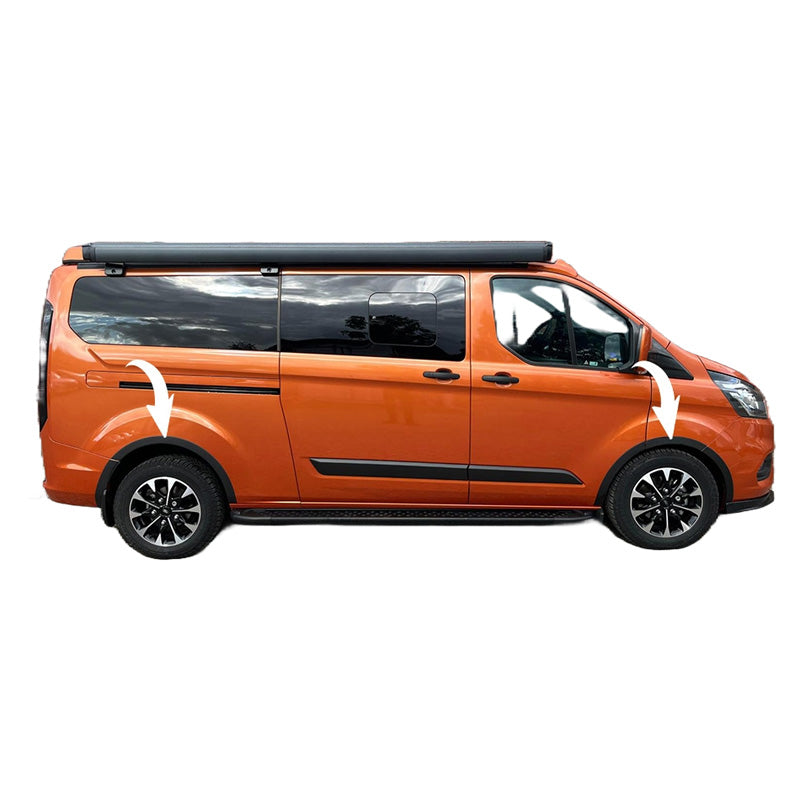 OneWay, Radlaufverbreiterungen, Matt Schwarz, passend für Ford Transit Custom MK1 Facelift (2018-2023), '10 Teile'