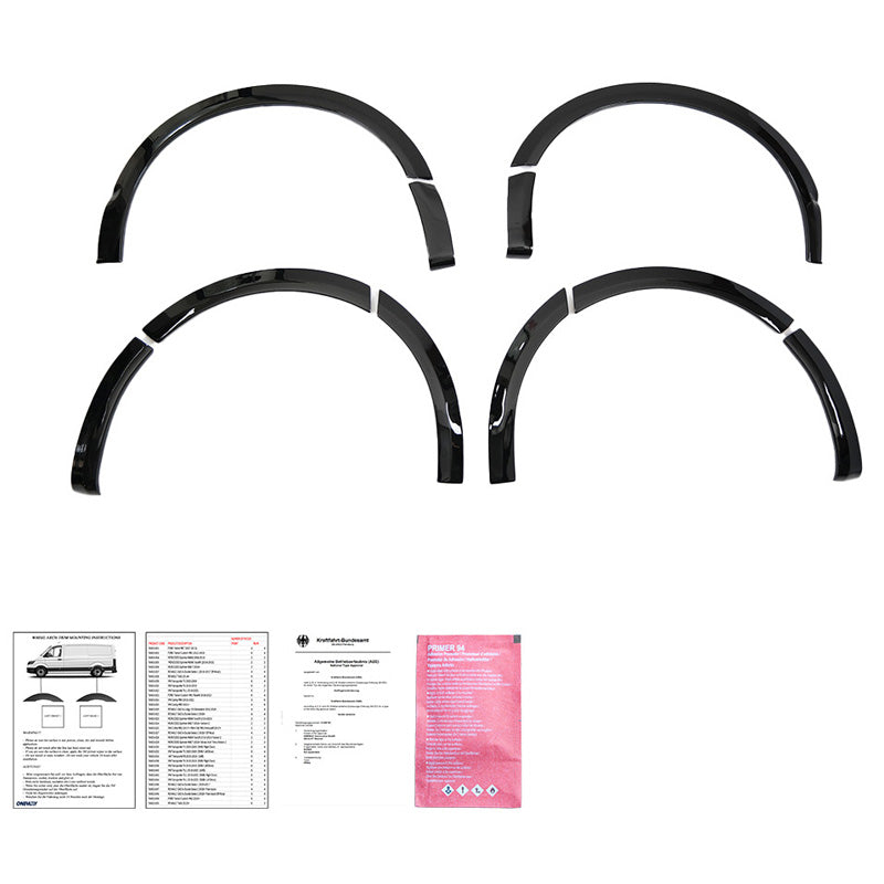 OneWay, Radlaufleisten, Glänzend Schwarz, Passend für Volkswagen Transporter T5-T5.1 2003-2015, 10-teiliges Set