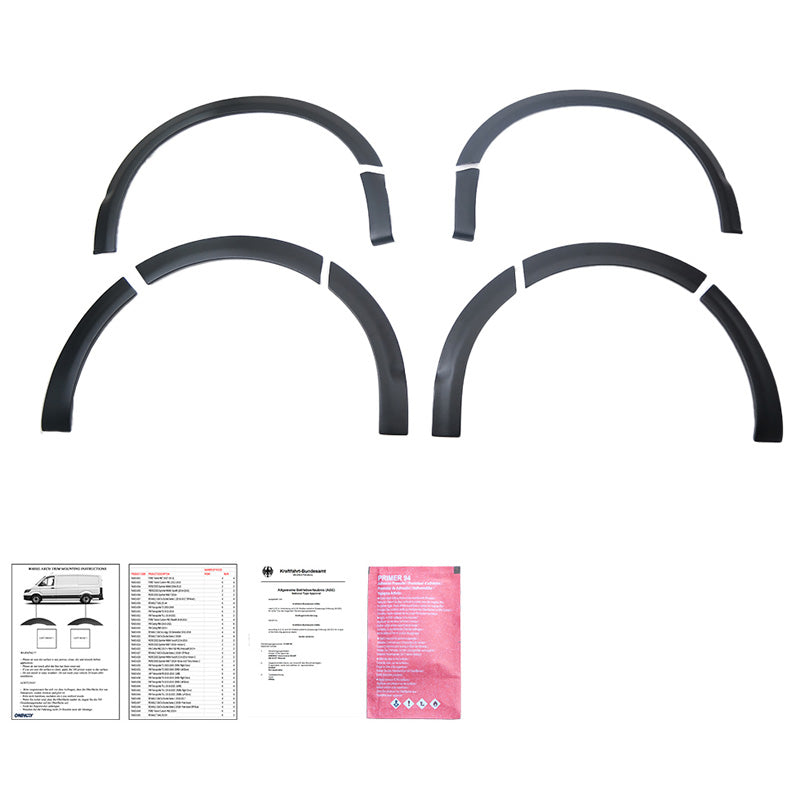 OneWay, Radlaufleisten, Matt Schwarz, Passend für Volkswagen Transporter T6.1 2020-2022, langer Radstand, 10-teiliges Set