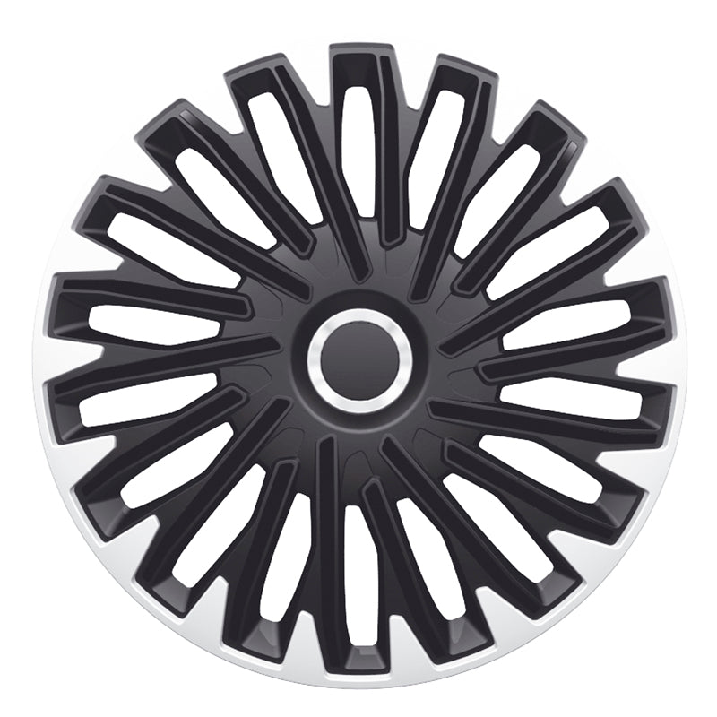 AutoStyle, Satz Radzierblenden Quantum Pro 13-Zoll Silber/Schwarz + Chrom Ringe, ABS, Silber, Schwarz
