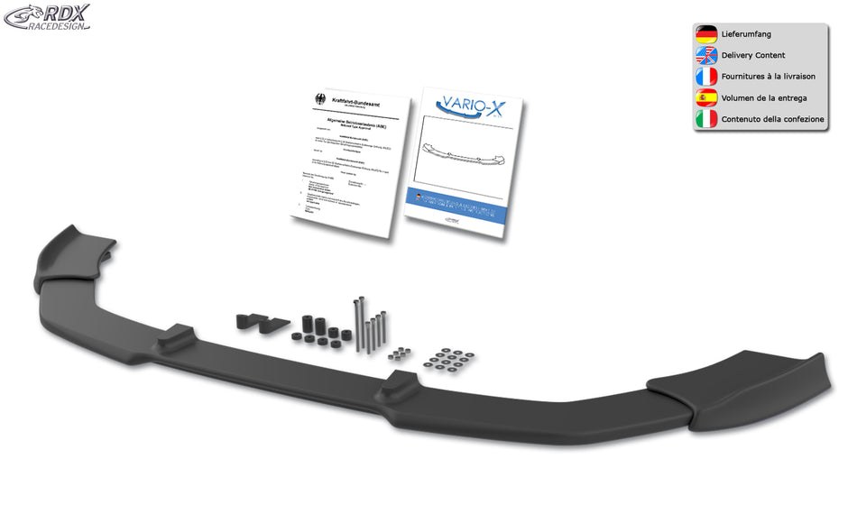 RDX Racedesign, Frontspoiler Vario-X passend für BMW 3er E90/E91 Limousine/Touring M-Technik 9/2008- (PU), PU-Rim, Unlackiert