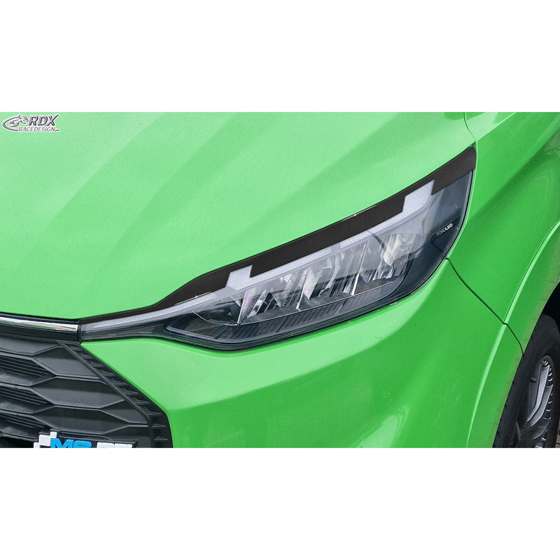 RDX, Scheinwerferblenden, ABS Hochglanz Schwarz, passt für Ford Transit Custom & Tourneo Custom (V710) (2023-)