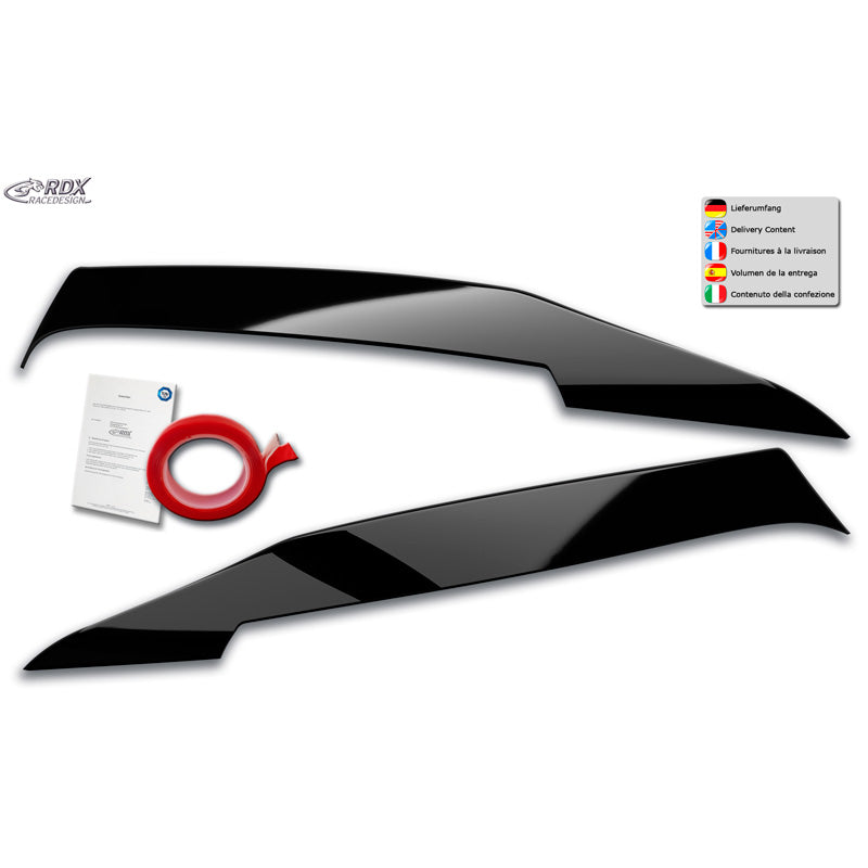 RDX Racedesign, Scheinwerferblenden, ABS Glanz Schwarz, Passt für Mercedes C-Class (W205) Sedan/Estate/Coupé 2014-2021