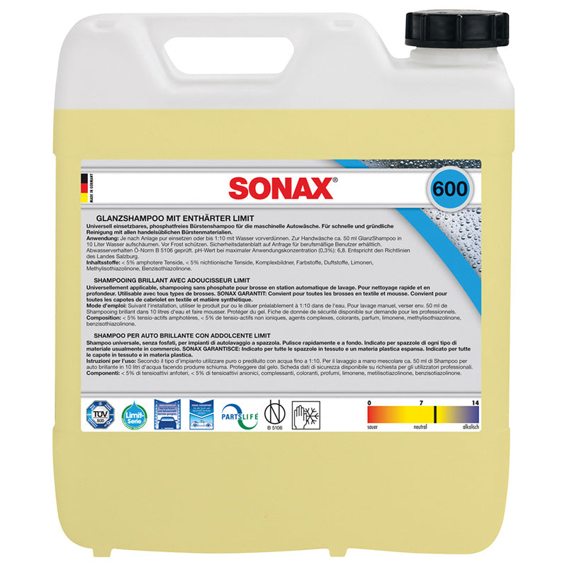 SONAX, Sonax 600.600 Limit Glanzshampoo 10-Liter, Flüssigkeit, Gelb