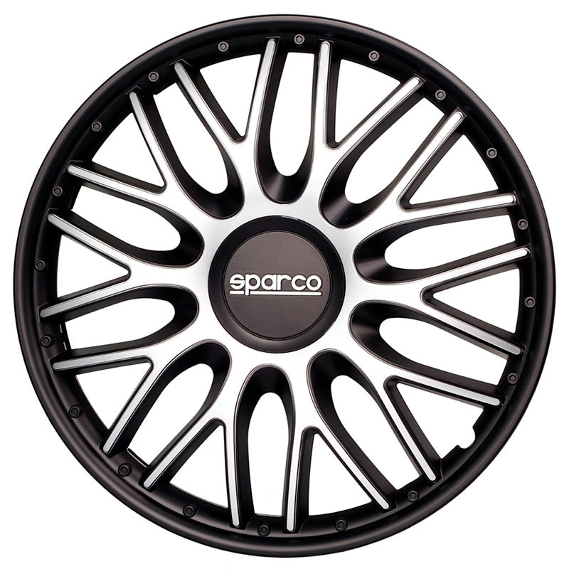 Sparco, Radzierblenden Roma - 13-Zoll - Silber/Schwarz - Satz mit 4 Stück, ABS, Silber, Schwarz