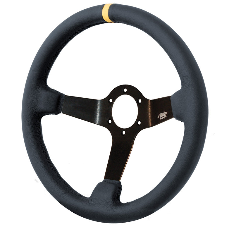 Simoni Racing, Universal Lenkrad Carrera - Schwarz Ökoleder - Durchmesser 350mm, Kunstleder