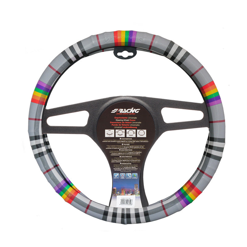 Simoni Racing, Lenkradbezug Fancy - Mehrfarbig Ökoleder - 37-39cm, Kunstleder