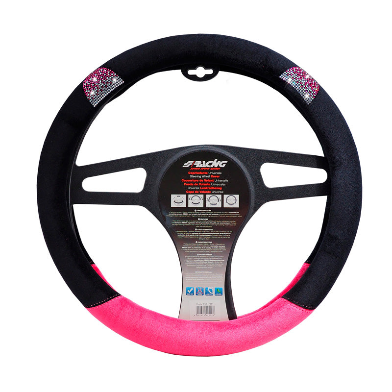Simoni Racing, Lenkradbezug Pussycat - Schwarz/Rosa - 37-39cm, Microfiber, Rosa, Schwarz