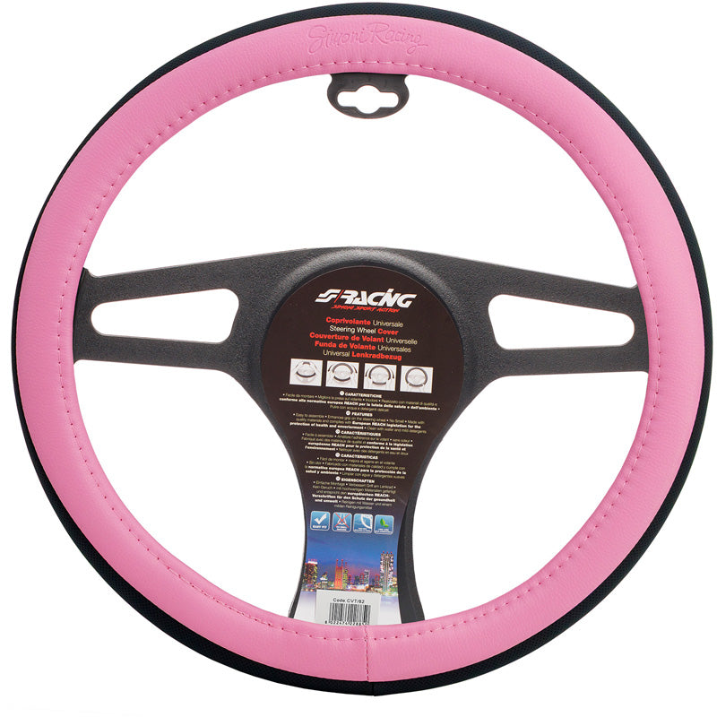 Simoni Racing, Lenkradbezug, Candy Pink, Ecoleder - Pink/Schwarz, 37-39 cm