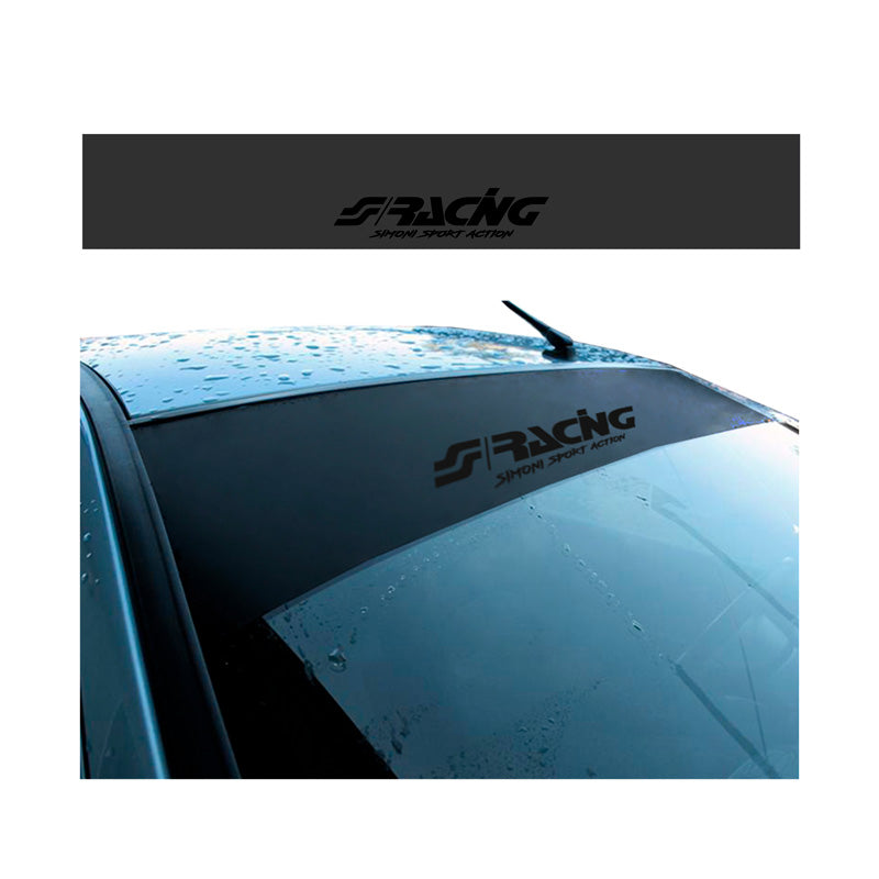 Simoni Racing, Blendstreifen - 150x24cm - Matt-Schwarz mit Logo, Vinyl
