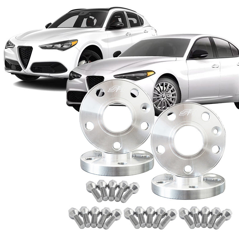 Simoni Racing, Spurverbreiterungs-Kit, Aluminium, 2x17,5 mm (Vorderachse) + 2x20 mm (Hinterachse), passt zu Alfa Romeo (Nabe 65,1 mm)