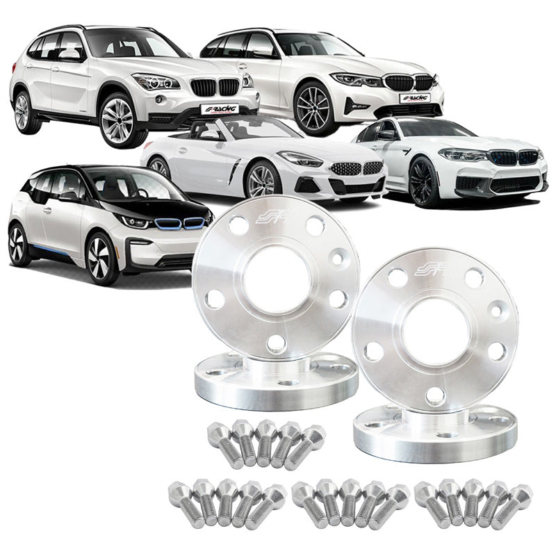 Simoni Racing, Aluminium-Spurverbreiterungs-Kit, 2x15 mm (VA) und 2x18 mm (HA), mit Radbolzen, passt zu BMW