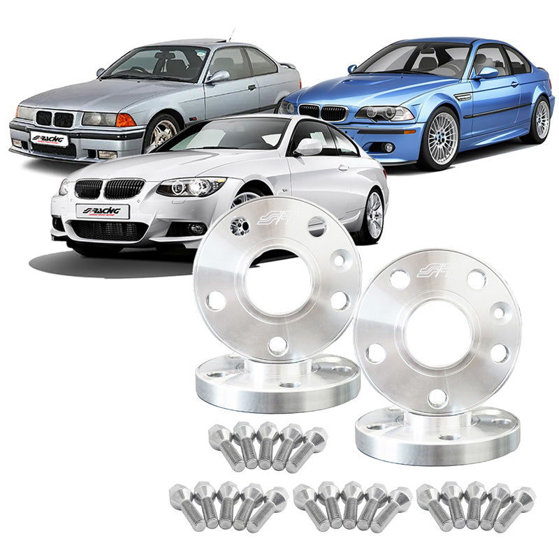 Simoni Racing, Spurverbreiterungs-Kit, Aluminium, 2x16 mm (VA) und 2x18 mm (HA), inklusive Radbolzen, passt zu BMW verschiedene