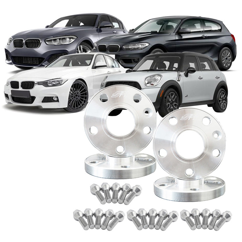 Simoni Racing, Spurverbreiterungs-Kit, Aluminium, 2x12 mm (VA) + 2x16 mm (HA), passt zu BMW (Nabe 72,6 mm)