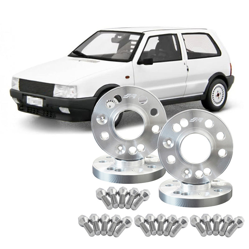 Simoni Racing Aluminium-Spurverbreiterungskit (4x98, Ø58), Fiat Uno 146 - 2x16mm(VA) - 2x20mm(HA) (Nabe 58,1mm) inkl. Radschrauben - geeignet für verschiedene Fiat-Modelle