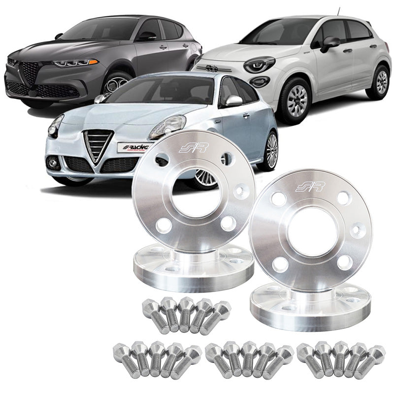 Simoni Racing, Spurverbreiterungs-Kit, Aluminium, 2x17,5 mm (VA) + 2x20 mm (HA), passt zu Fiat, Alfa Romeo