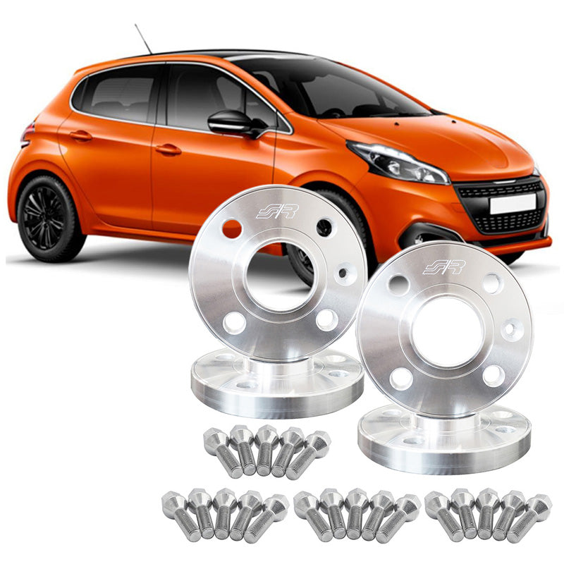Simoni Racing Aluminium-Spurverbreiterungskit (5x108 Q65,1), Peugeot 3008 (16-24) - 2x16mm(VA) - 2x20mm(HA) (Nabe 65,1mm) inkl. Radschrauben - geeignet für verschiedene Peugeot-Modelle