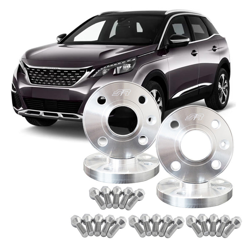 Simoni Racing Aluminium-Spurverbreiterungskit (4x98 Ø65,1), Peugeot 208 (12-19) - 2x16mm(VA) - 2x20mm(HA) (Nabe 65,1mm) inkl. Radschrauben - geeignet für verschiedene Peugeot-Modelle