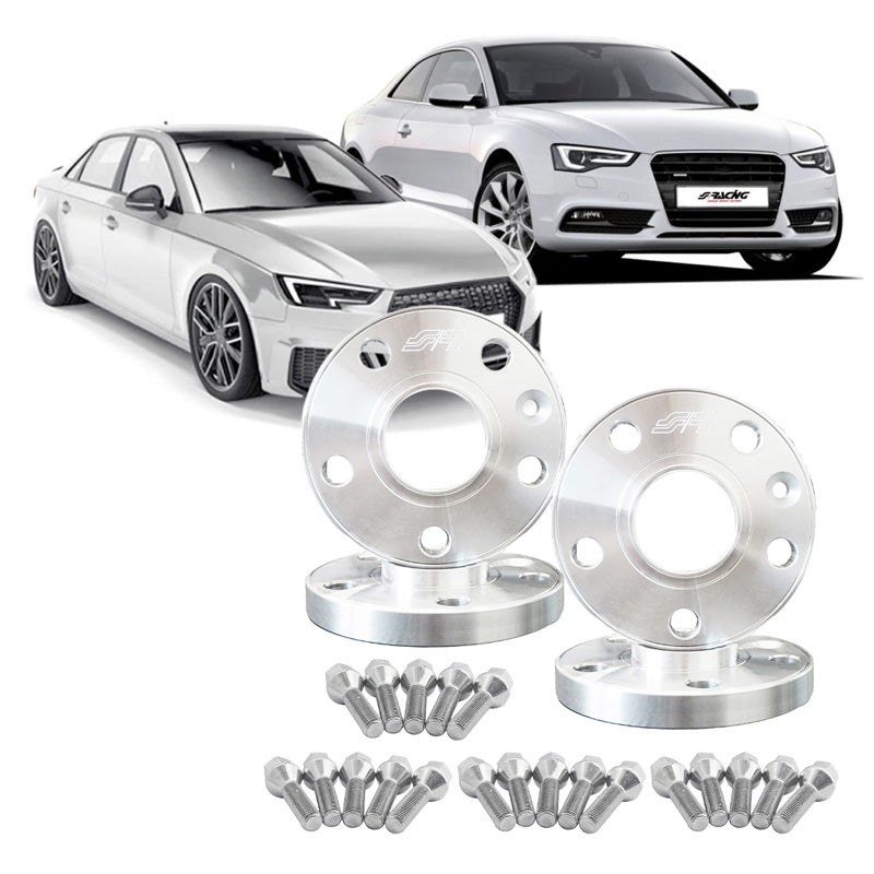 Simoni Racing, Spurverbreiterungs-Kit, Aluminium 2x15 mm (VA) - 2x18 mm (HA), passt zu Audi, inkl. Radbolzen, Nabe 66,6 mm