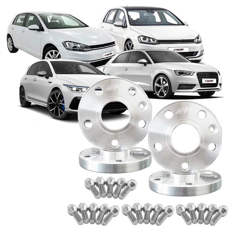 Simoni Racing, Spacersatz, Aluminium, 2x13mm(FA) - 2x15mm(RA) (Nav 57,1mm), inklusive Radbolzen, passend für Audi, VW