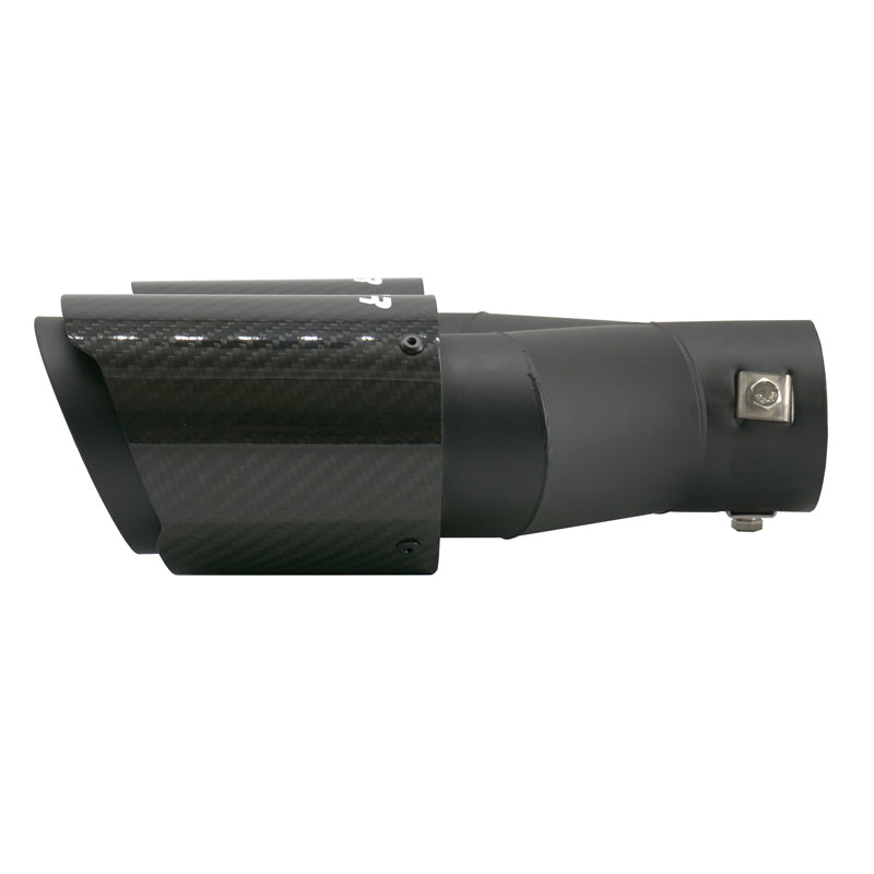Simoni Racing, Rørhale, Dobbelt Venstre Rund/Skrånende Sort & Carbon - Ø89xL245-260mm