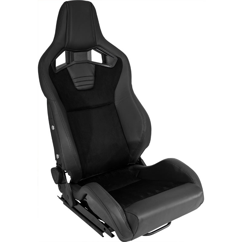 AutoStyle, Sportsitz 'NK Premium', Schwarz Alcantara + schwarzes PVC-Leder, inkl. Gleitschienen