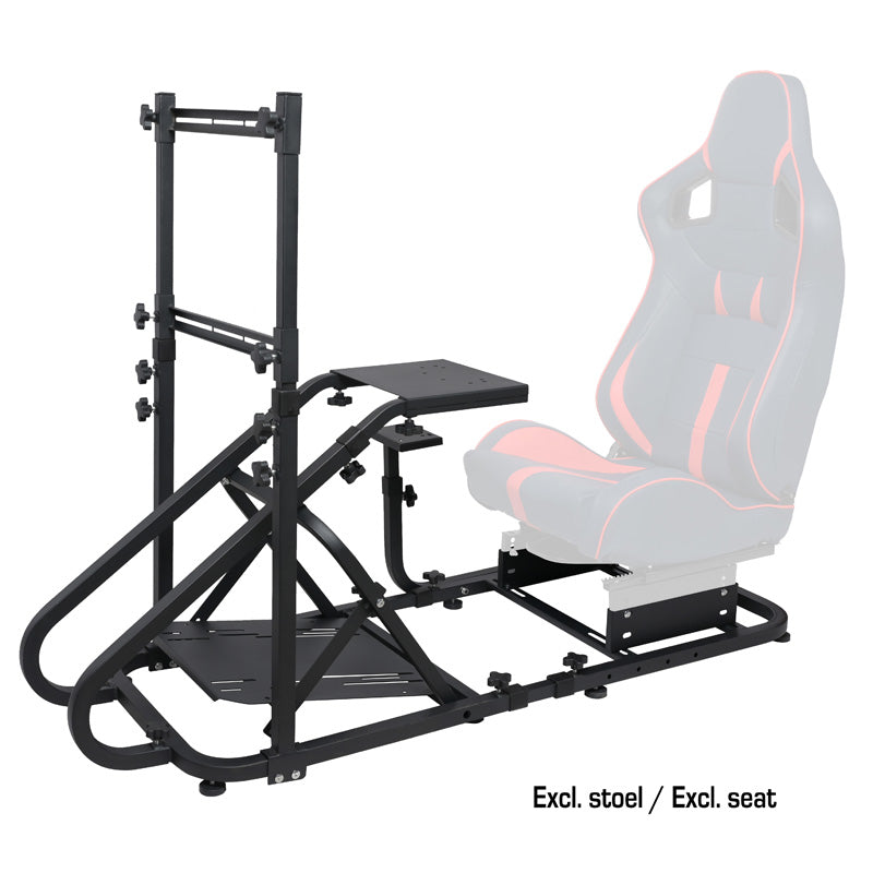 AutoStyle, Game-Simulator Konsole mit Bildschirmhalter (exkl. Sportsitze), Stahl, Schwarz