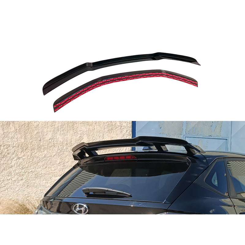 Motordrome, Dachspoiler (Spoiler Cap) passend für Hyundai i20 III N (1.6 T-GDi) 2020- (ABS Schwarz glänzend), Unlackiert, Schwarz