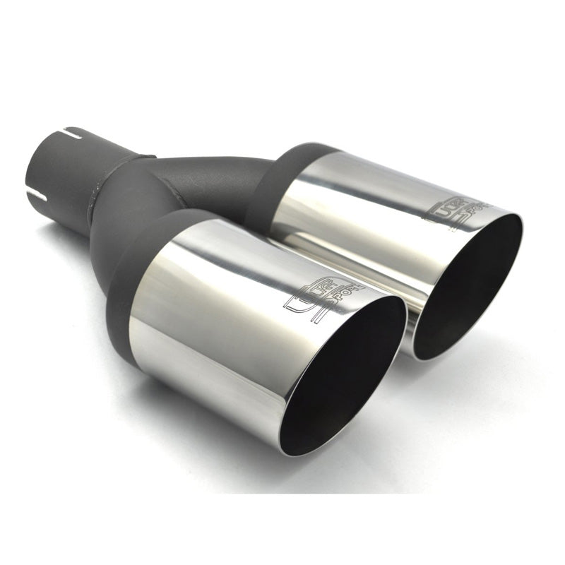 Ulter Sport, Endrohr - Doppel Rund Ø90mm Schräg - Länge 290mm - Montage ->50mm - Edelstahl, Inox